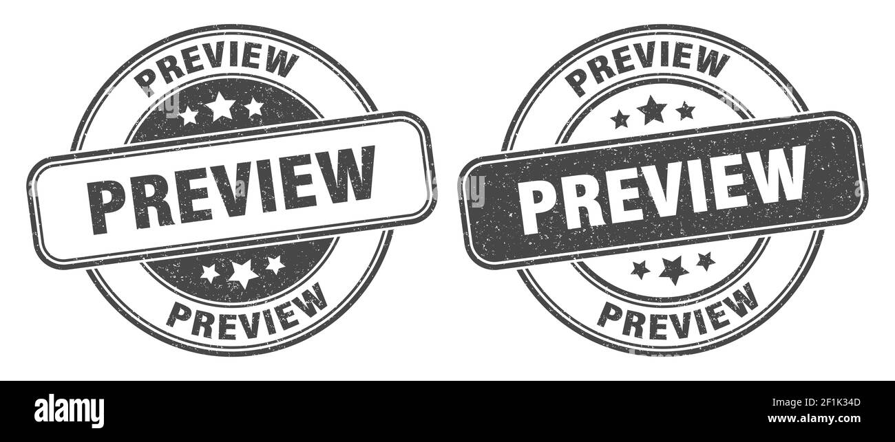 preview stamp. preview sign. round grunge label Stock Vector