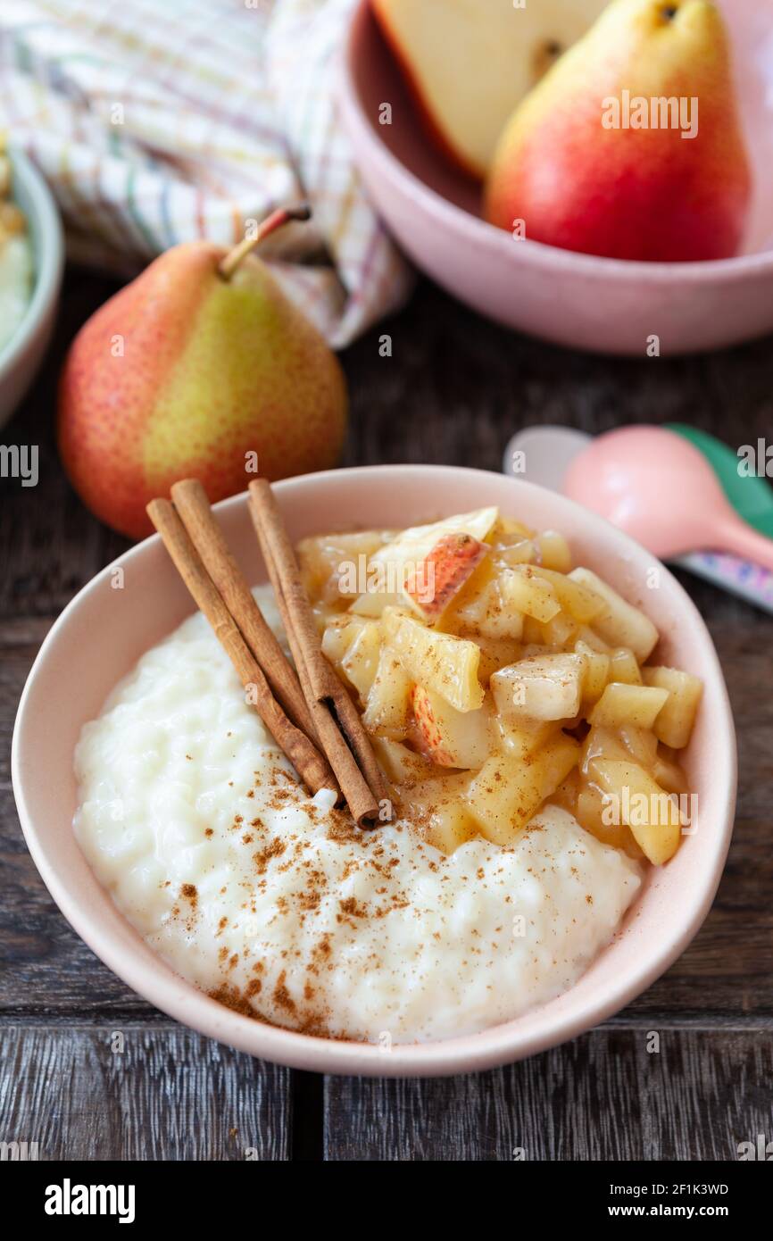 Pudding Compote Rice pudding with compote Stock Photo - Alamy
