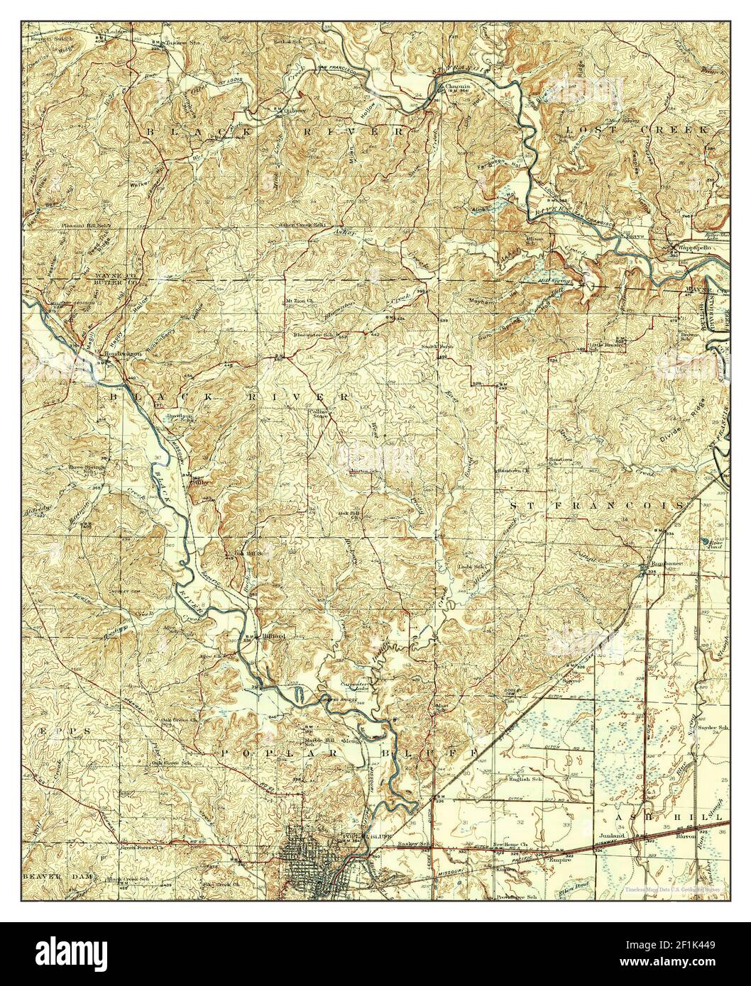 Poplar Bluff, Missouri, map 1935, 162500, United States of America by Timeless Maps, data U.S