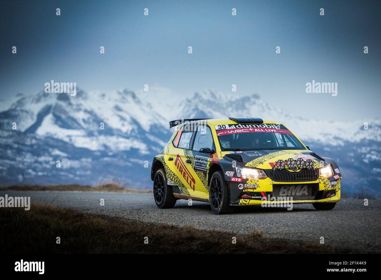 30 Gregoire MUNSTER, Louis LOUKA, Skoda Fabia R5, WRC 3, action during the 2020  WRC World Rally Car Championship, Monte Carlo rally on January 22 to 26,  2020 at Monaco - Photo Bastien Roux / DPPI Stock Photo - Alamy