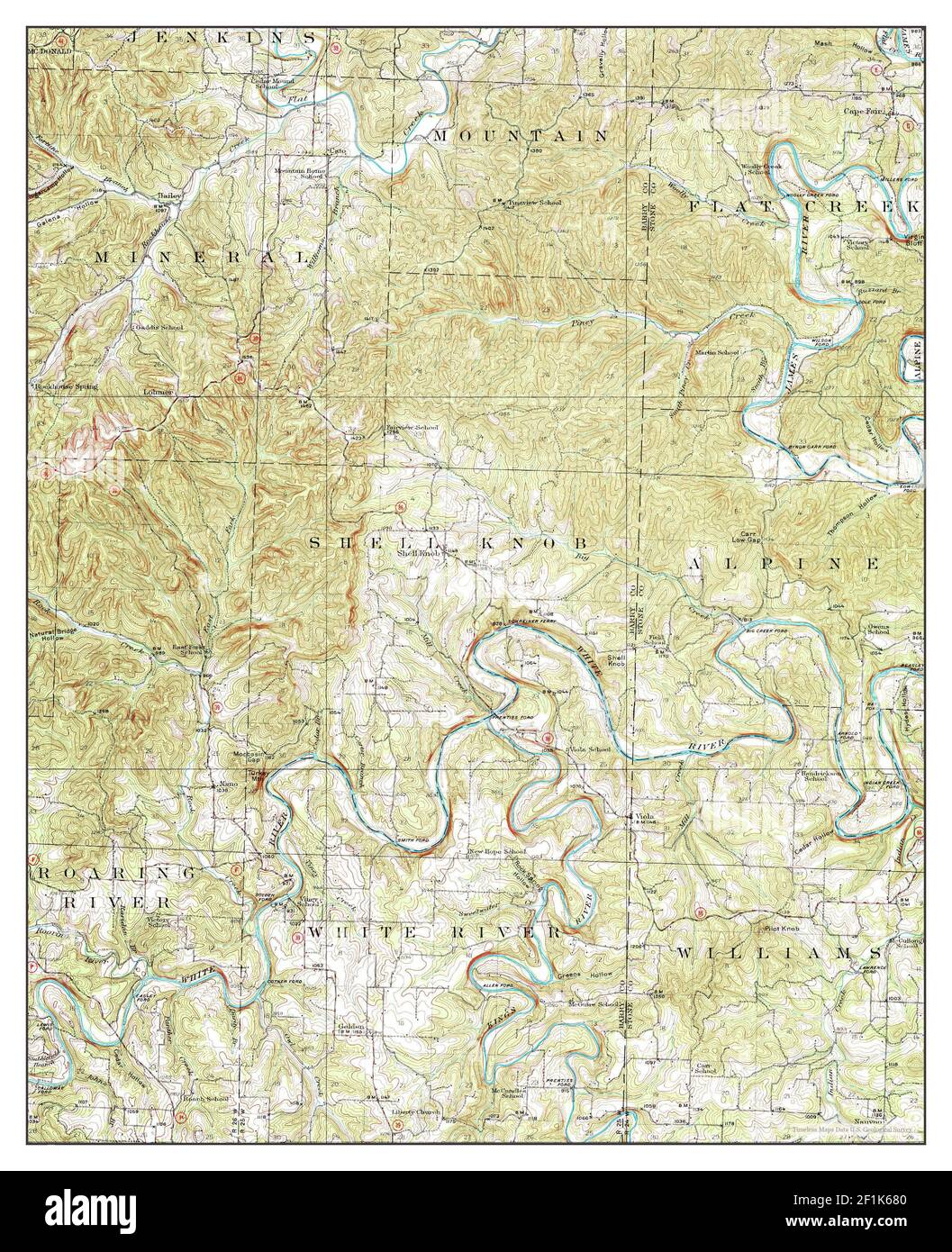 Shell Knob, Missouri, map 1950, 162500, United States of America by