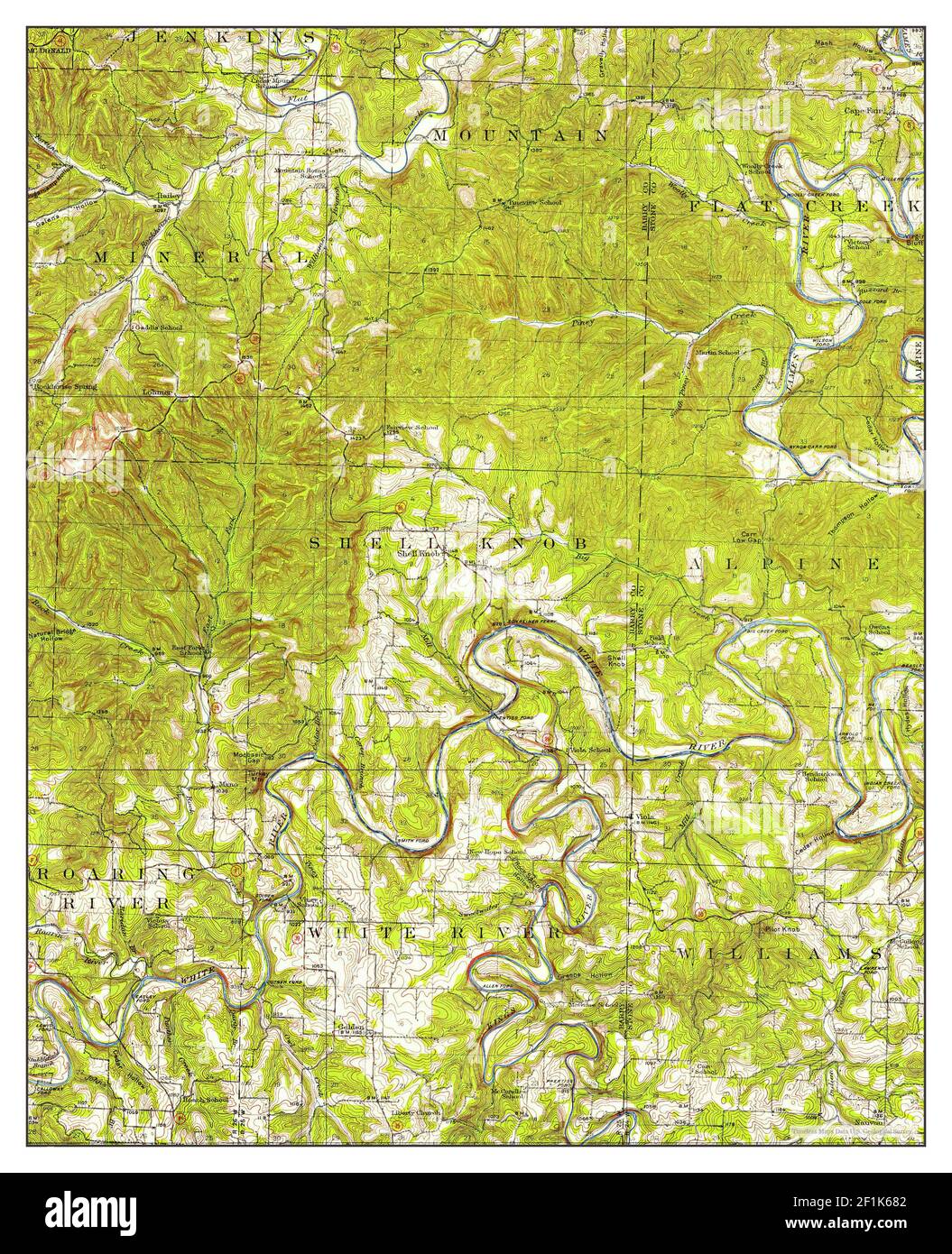 Shell Knob, Missouri, map 1950, 162500, United States of America by