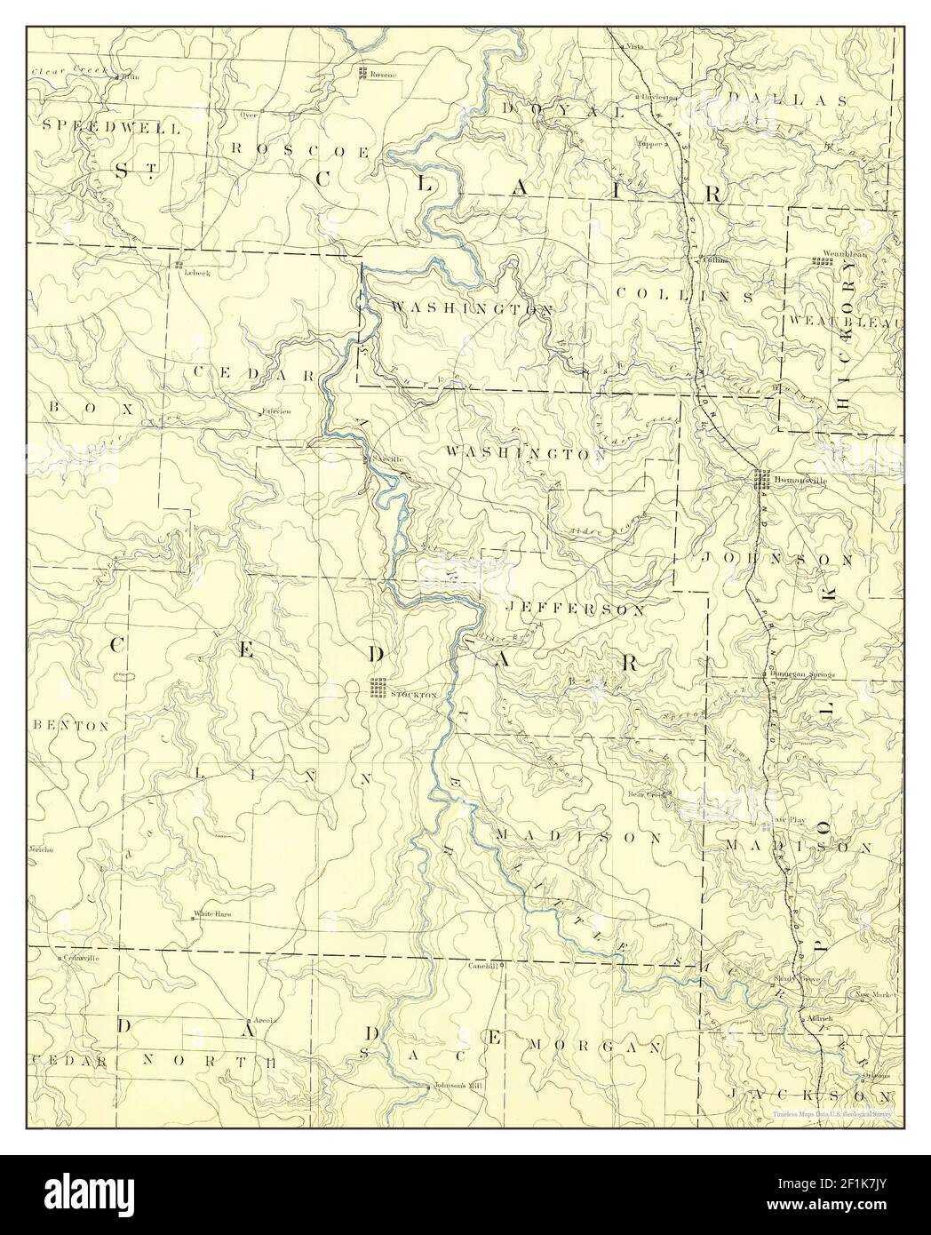Stockton, Missouri, map 1886, 1125000, United States of America by