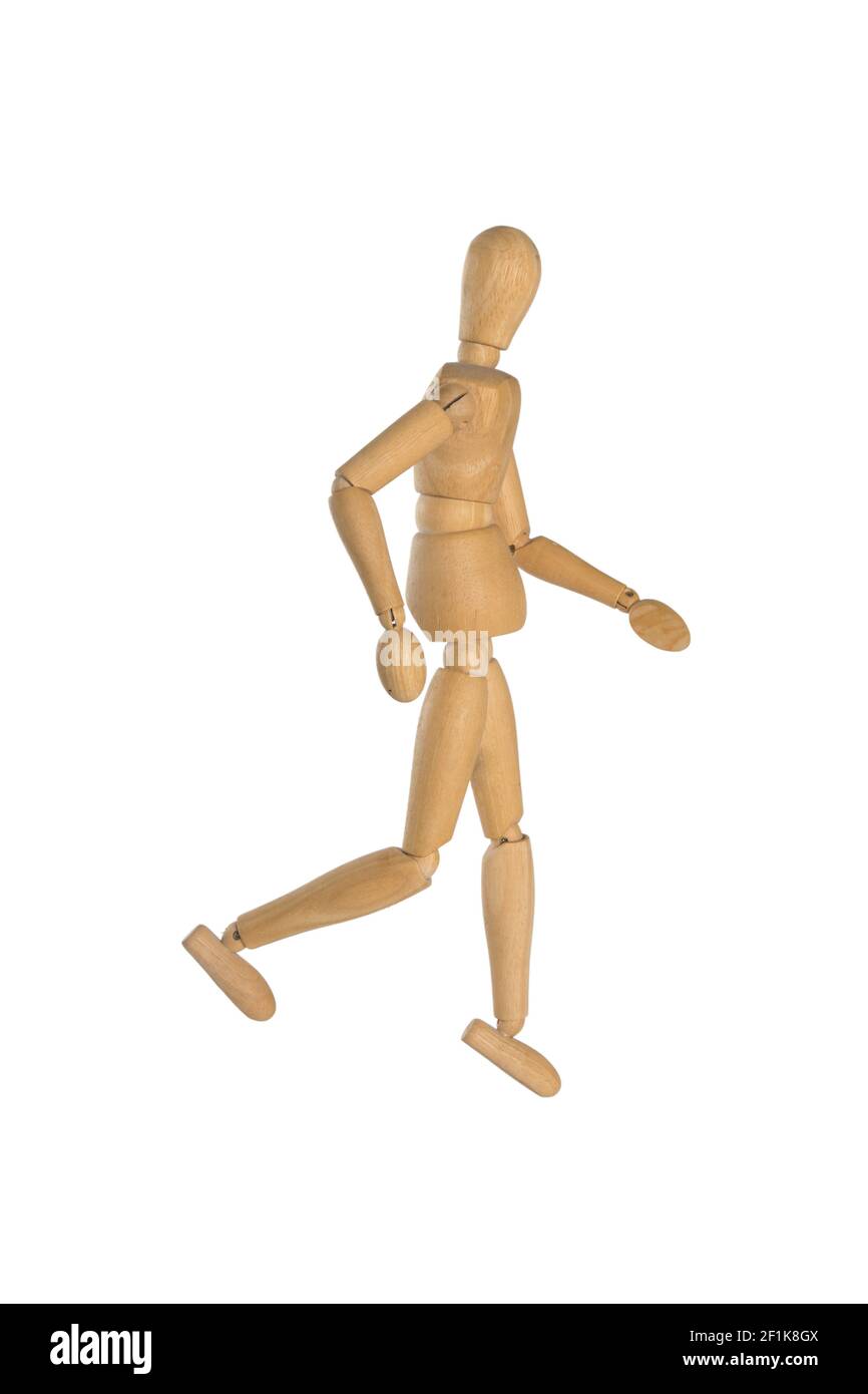 Wooden Running Mannequin Isolated On White High-Res Stock Photo - Getty  Images