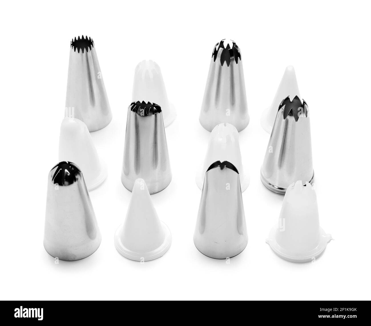 Different piping tips on white background Stock Photo Alamy