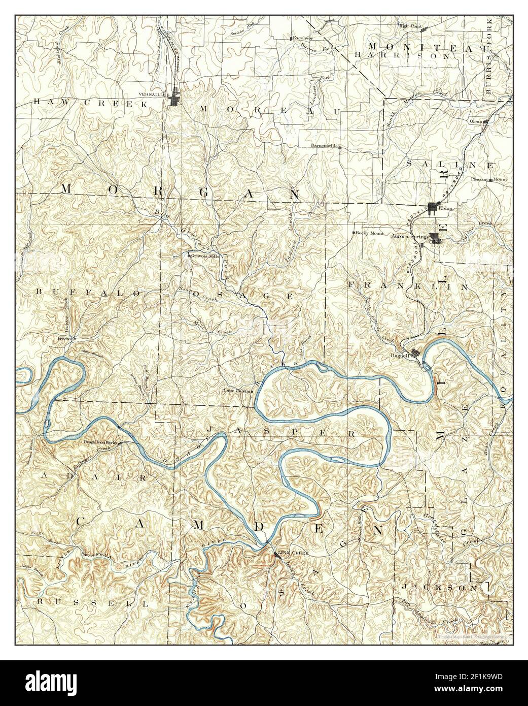 Versailles, Missouri, map 1893, 1125000, United States of America by