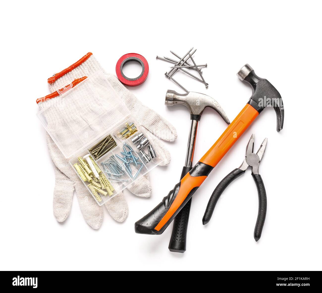 Set of construction tools on white background Stock Photo - Alamy