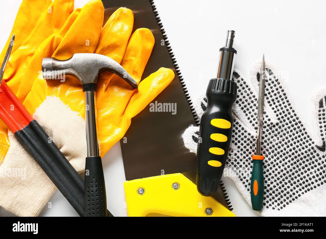 Set of construction tools on white background Stock Photo - Alamy