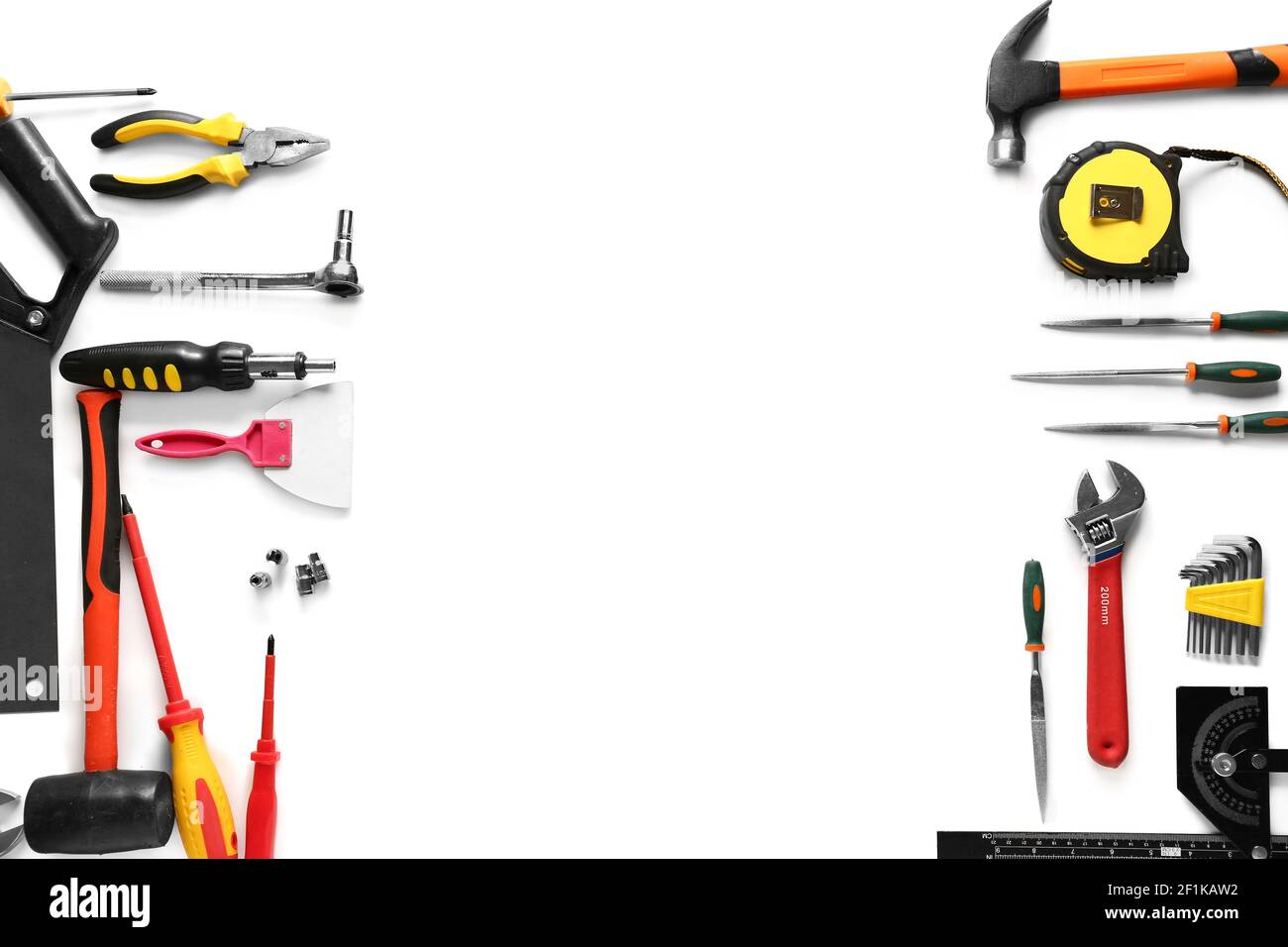 Set of construction tools on white background Stock Photo - Alamy