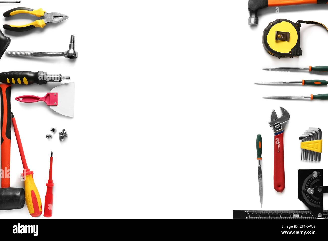 Set of construction tools on white background Stock Photo - Alamy