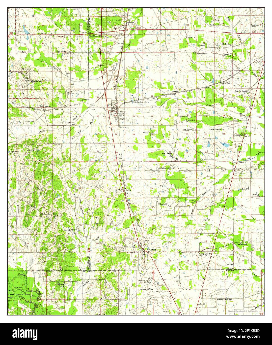 Artesia, Mississippi, map 1959, 1:62500, United States of America by Timeless Maps, data U.S. Geological Survey Stock Photo