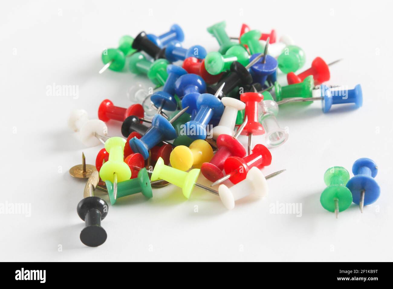 Colorful thumb tack on the white background Stock Photo