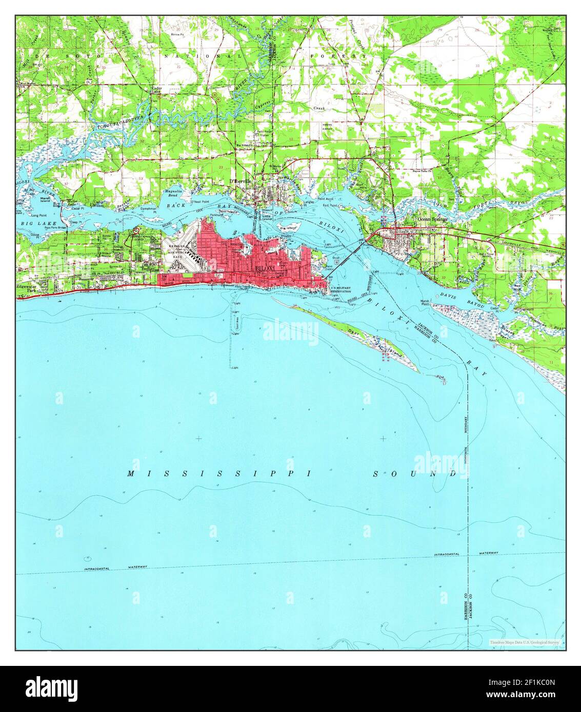 Vintage map of biloxi Cut Out Stock - Biloxi Mississippi Map 1954 162500 United States Of America By Timeless Maps Data Us Geological Survey 2F1KC0N