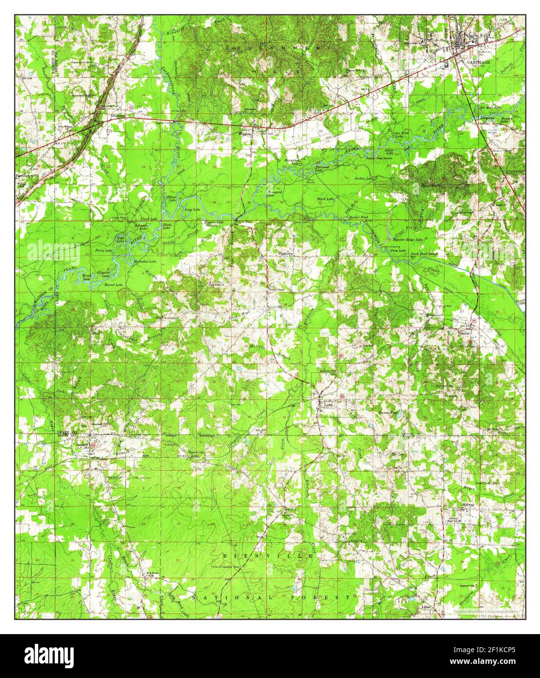 Carthage, Mississippi, map 1961, 162500, United States of America by