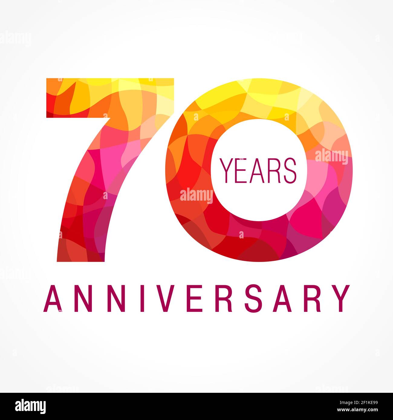 70 years old celebrating fiery logo. Anniversary flamed year of 70 th. Vector congrats flamy 0 numbers. Flaming greetings celebrates with volume. Stai Stock Vector