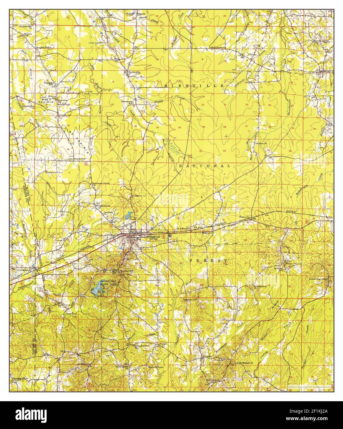 Morton, Mississippi, map 1951, 162500, United States of America by