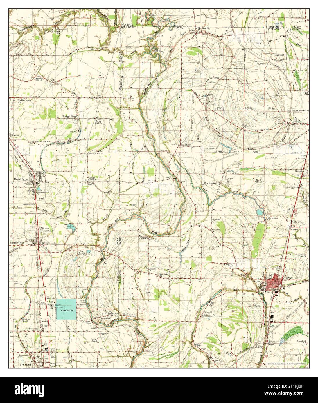 Mound Bayou, Mississippi, map 1968, 162500, United States of America