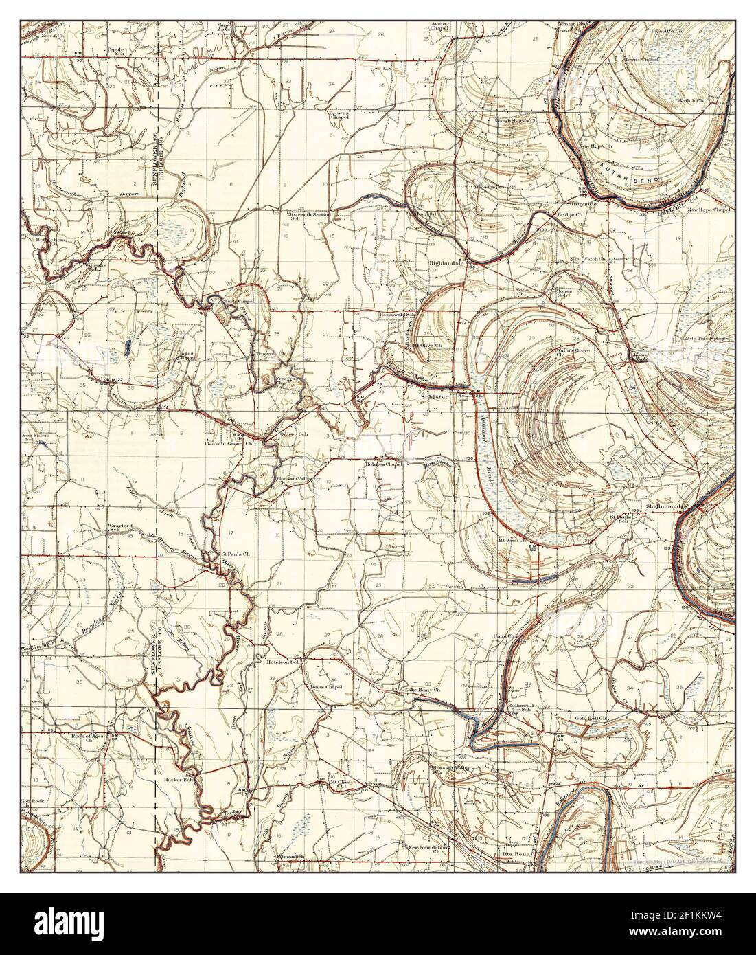 Schlater, Mississippi, map 1934, 162500, United States of America by