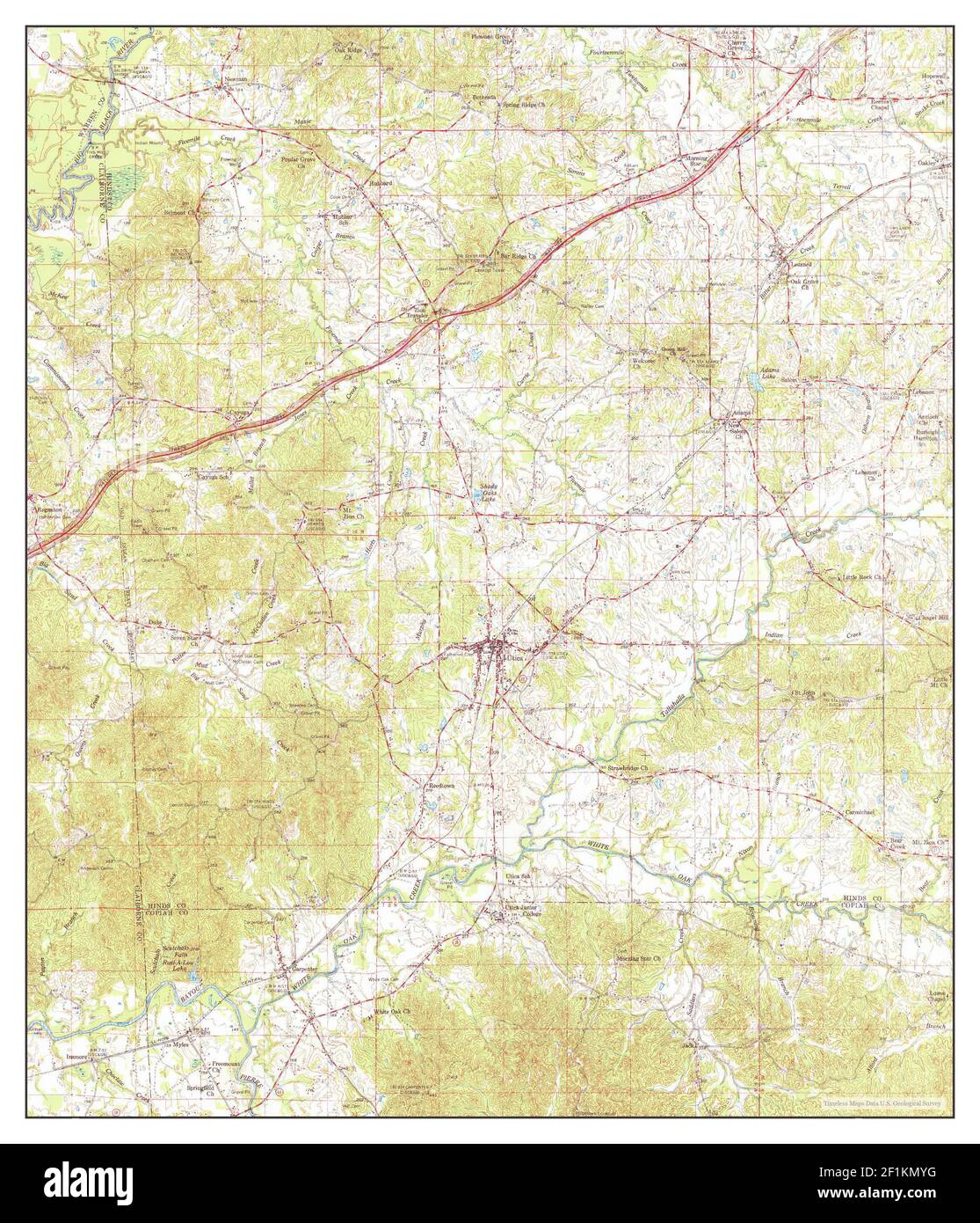 Utica, Mississippi, map 1965, 162500, United States of America by