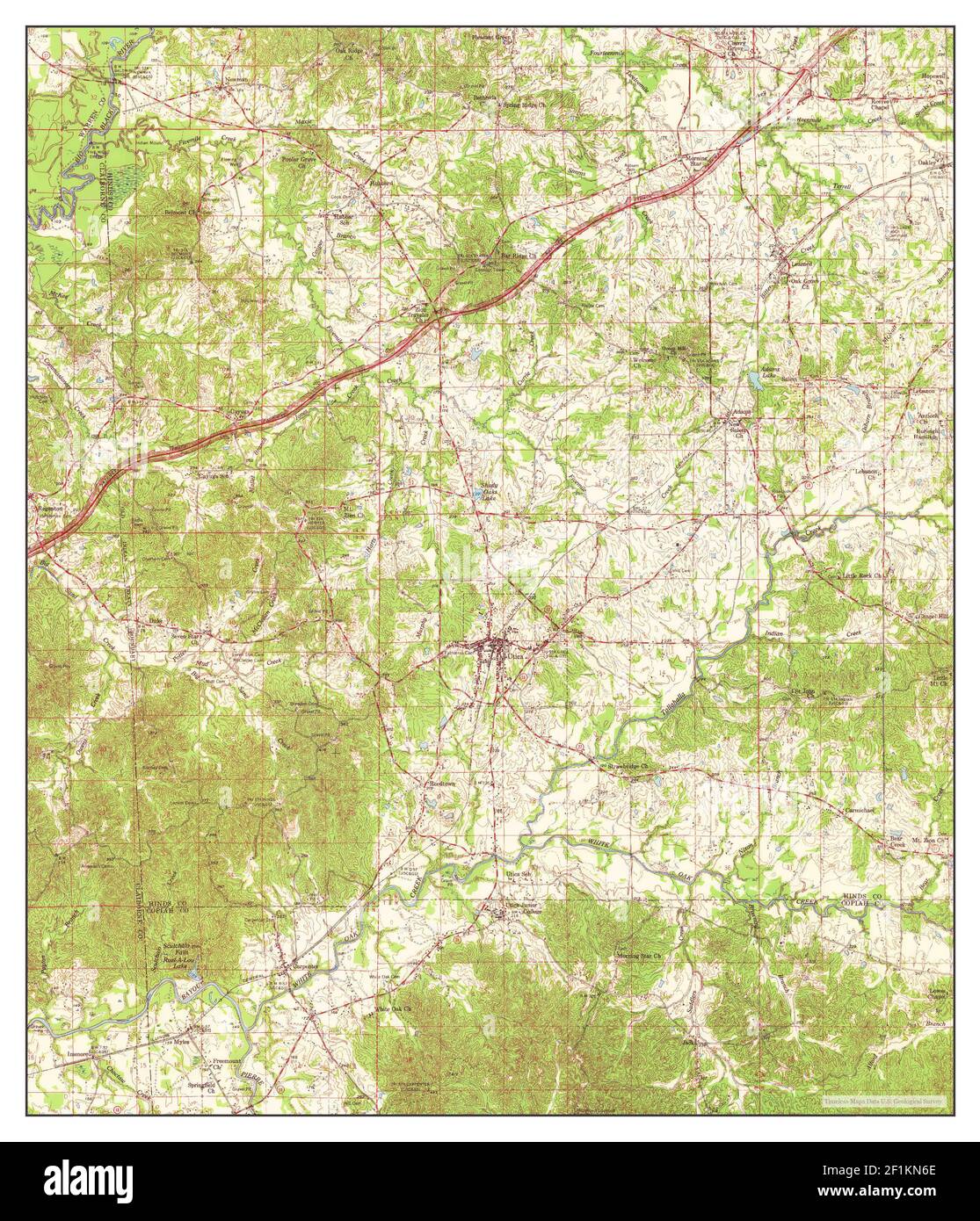 Utica, Mississippi, map 1965, 162500, United States of America by