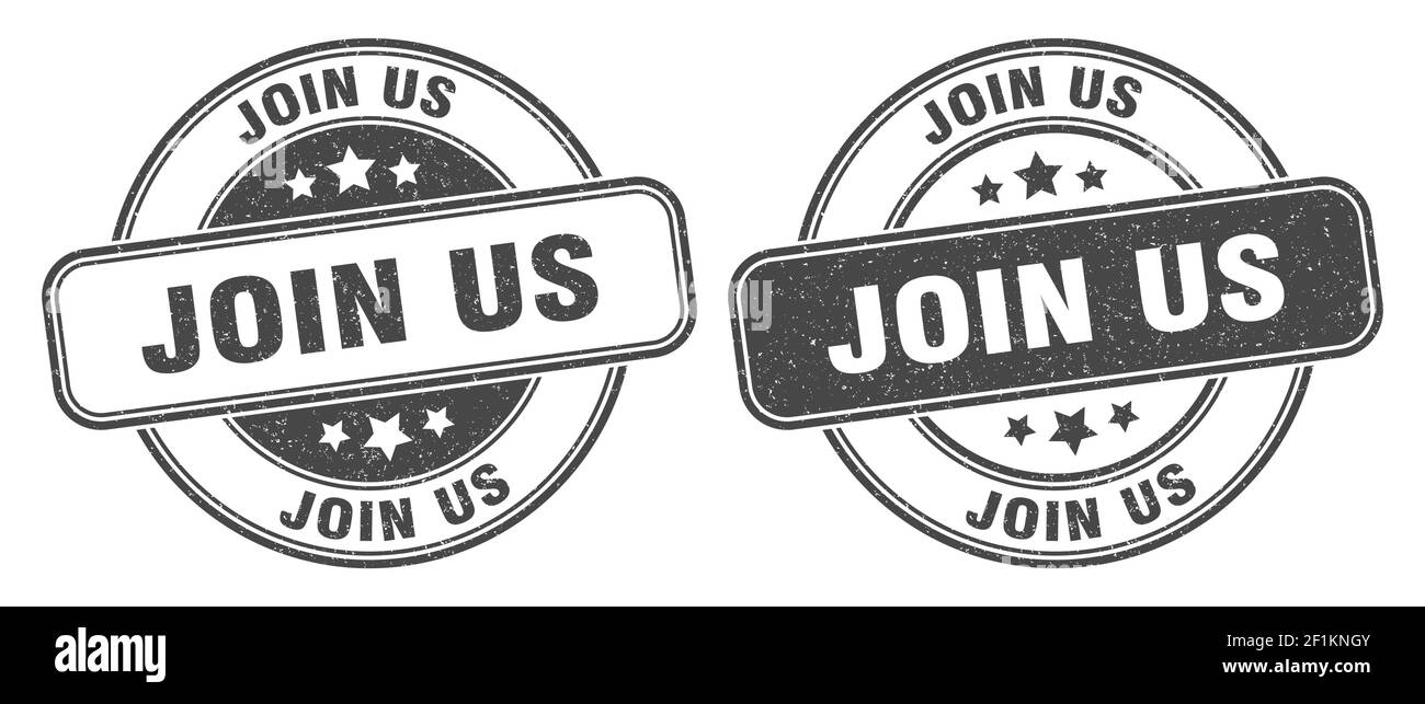 join us stamp. join us sign. round grunge label Stock Vector Image