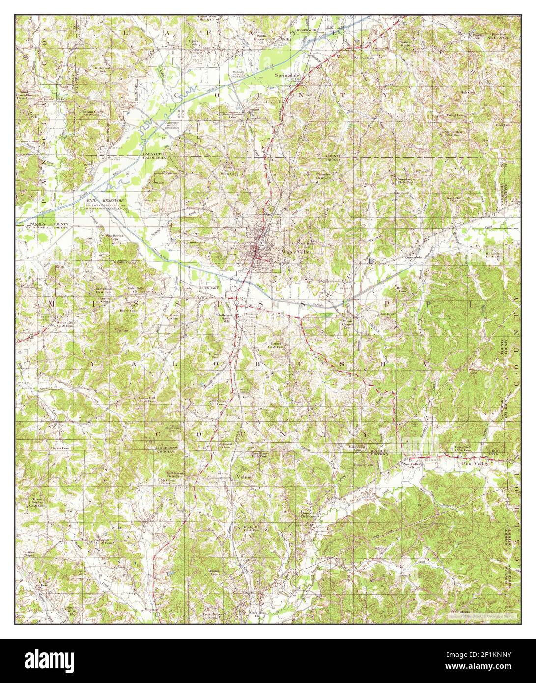 Water Valley, Mississippi, map 1954, 162500, United States of America