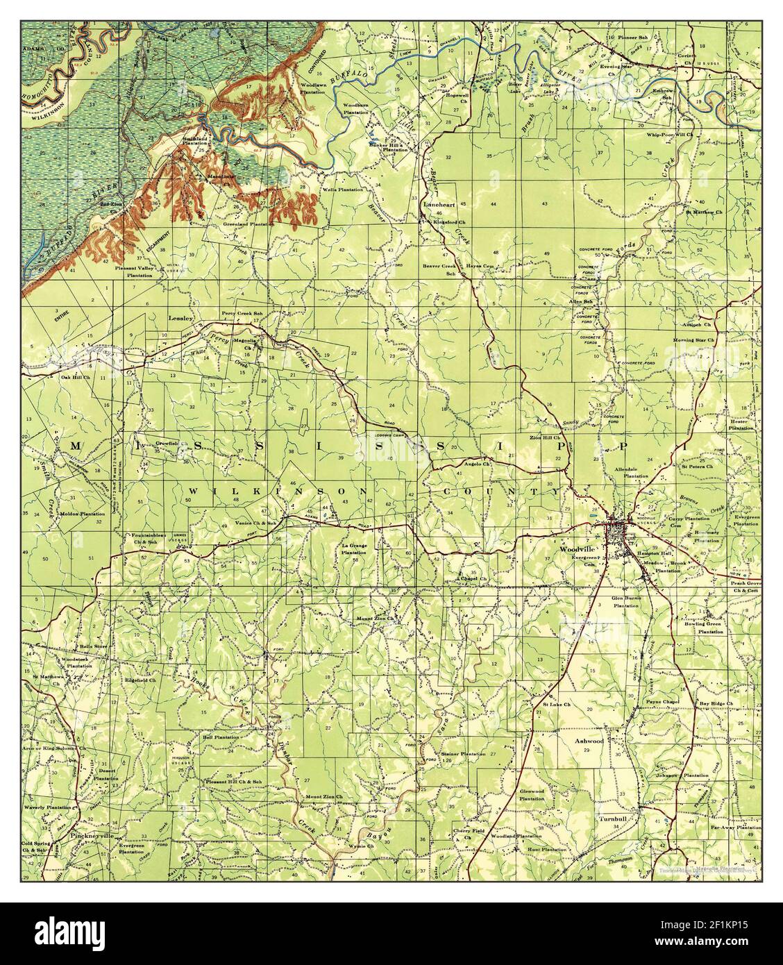 Woodville, Mississippi, map 1936, 162500, United States of America by Timeless Maps, data U.S
