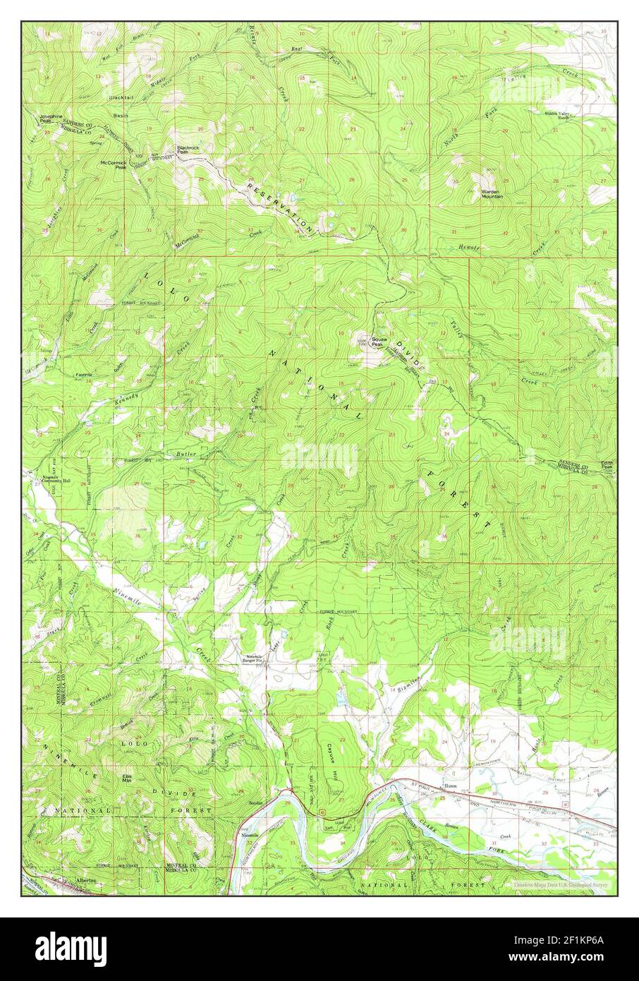 Alberton, Montana, map 1959, 1:62500, United States of America by Timeless Maps, data U.S. Geological Survey Stock Photo