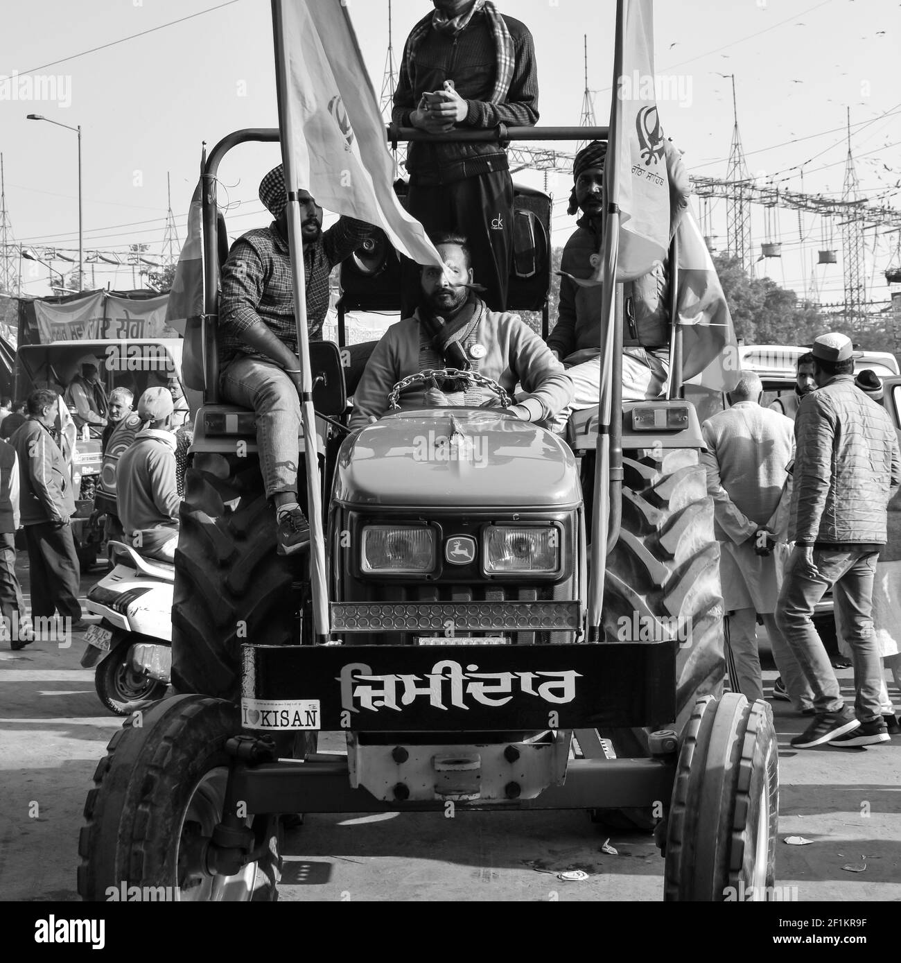 Gazipur, Delhi, India December 25 2020 Farmer Tractors parked at