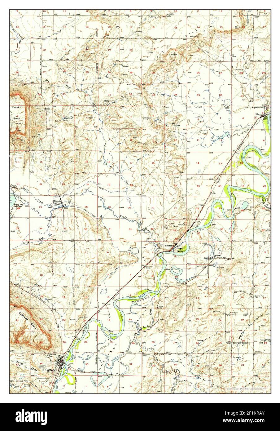 Cascade, Montana, map 1949, 162500, United States of America by Timeless Maps, data U.S