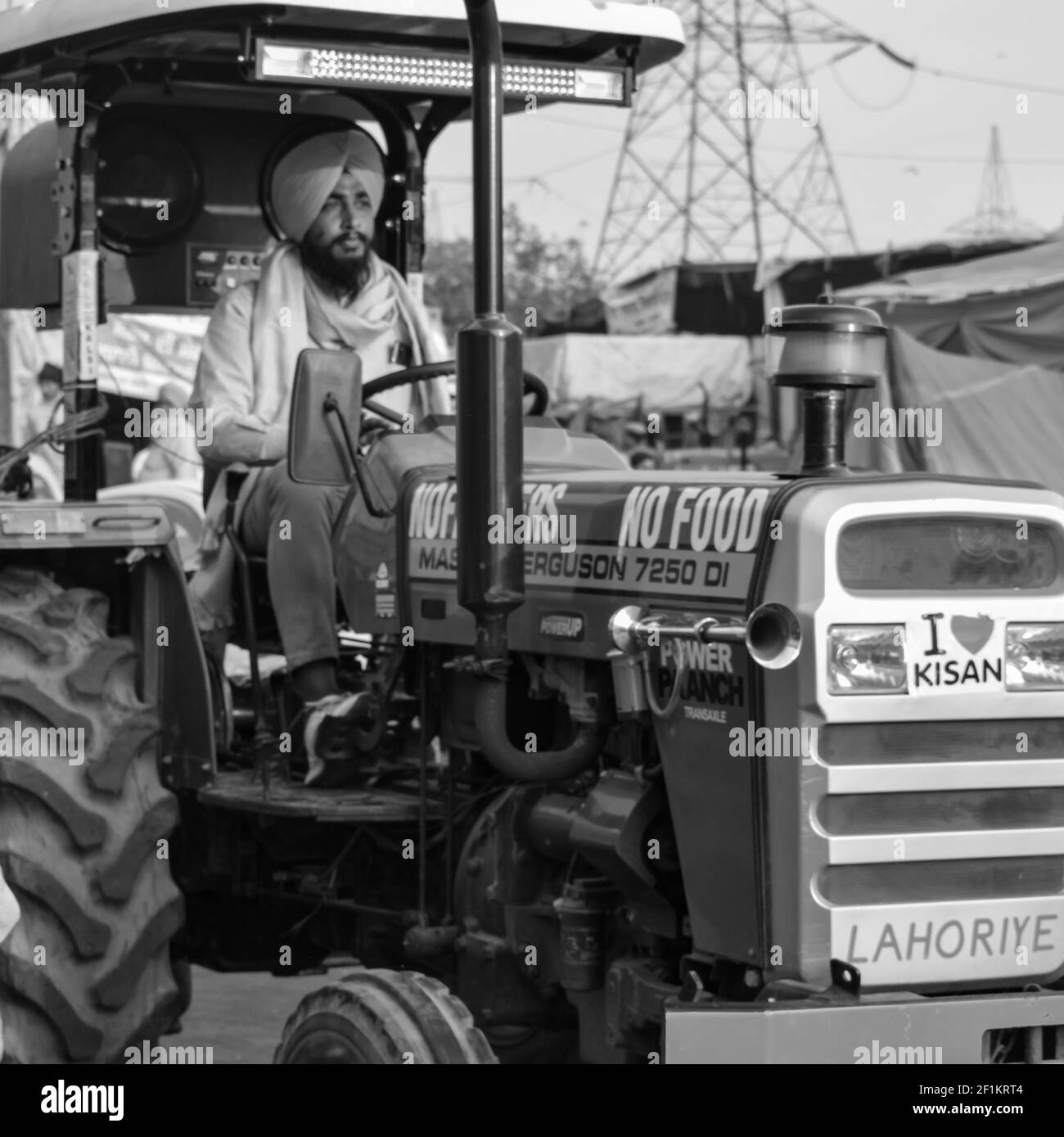 Gazipur, Delhi, India December 25 2020 Farmer Tractors parked at