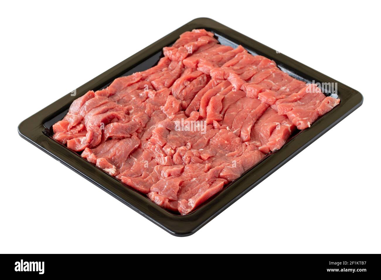 Raw vertically cut meat isolated on white background Stock Photo
