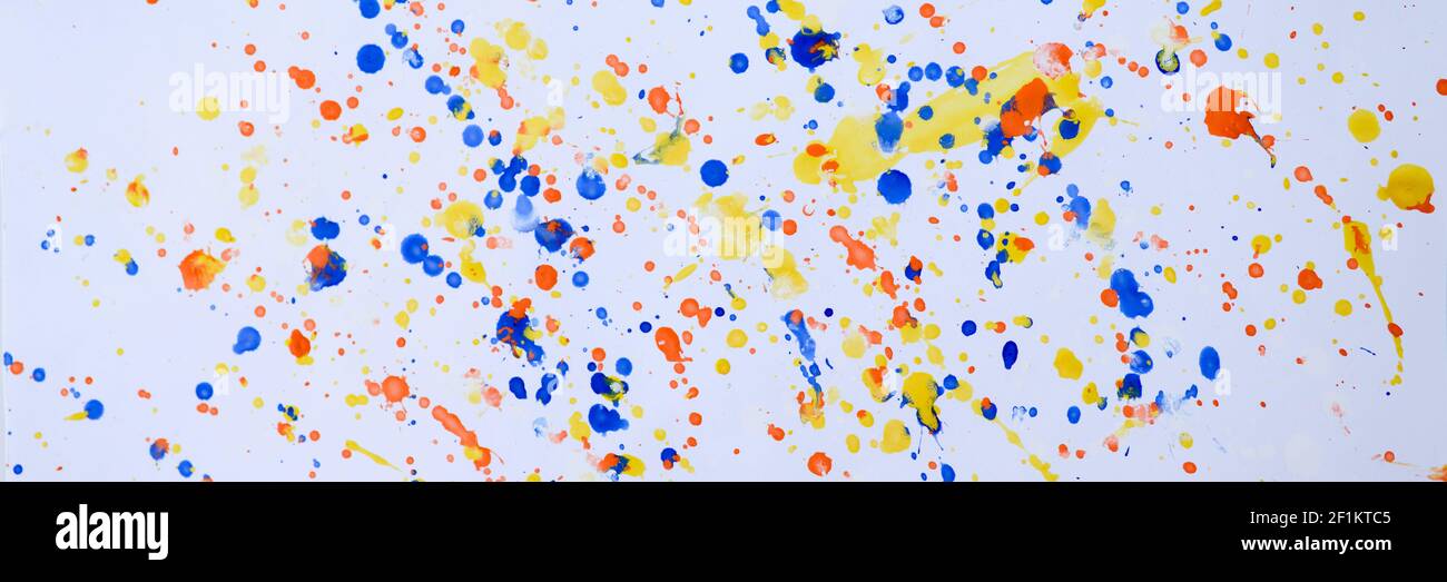 Abstract watercolor multicolored drops on white background Stock Photo
