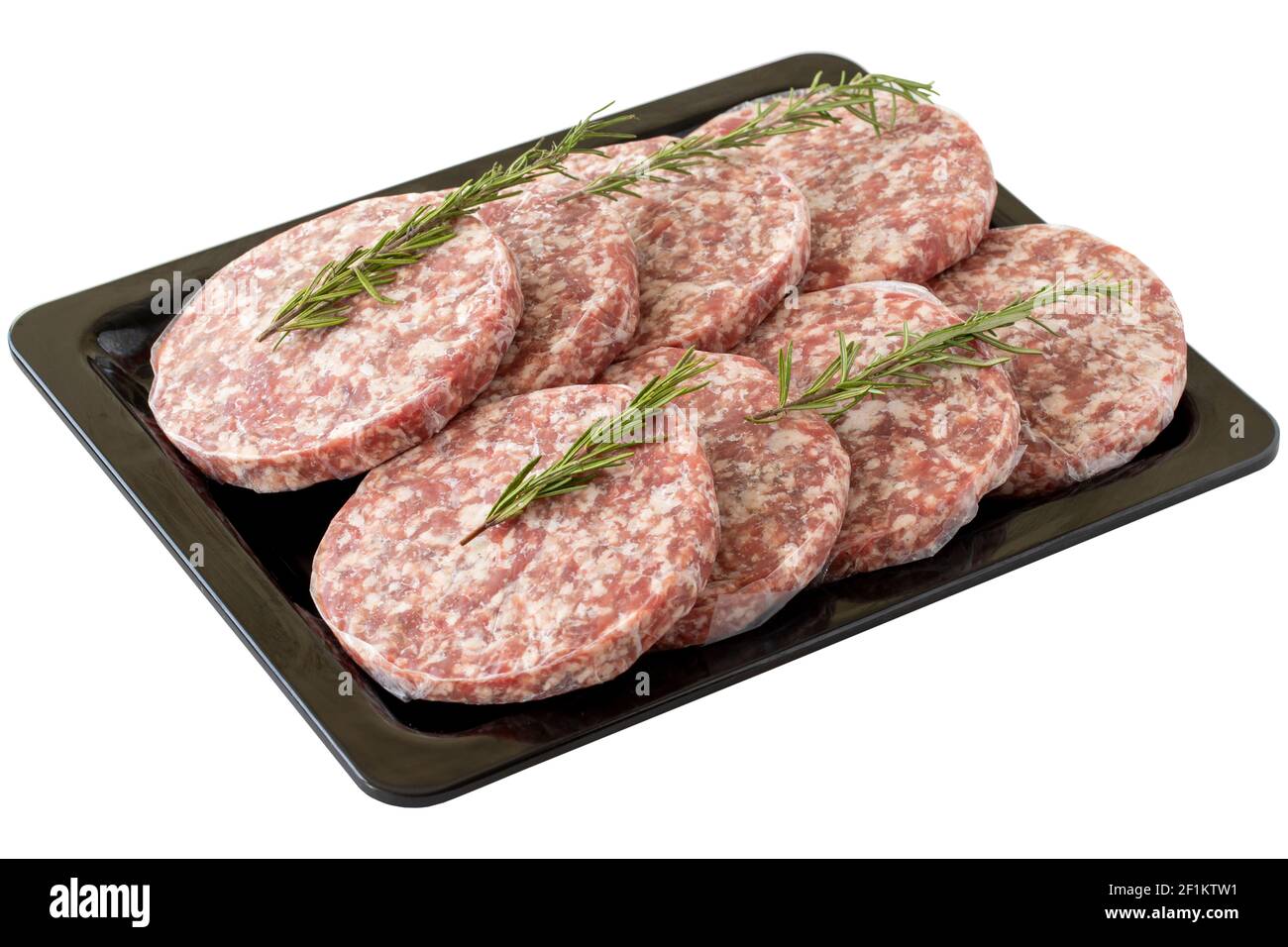 Raw Lamb burger meatballs isolated on white background Stock Photo