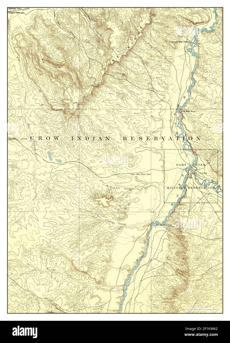 Fort Custer, Montana, map 1894, 1:125000, United States of America by 