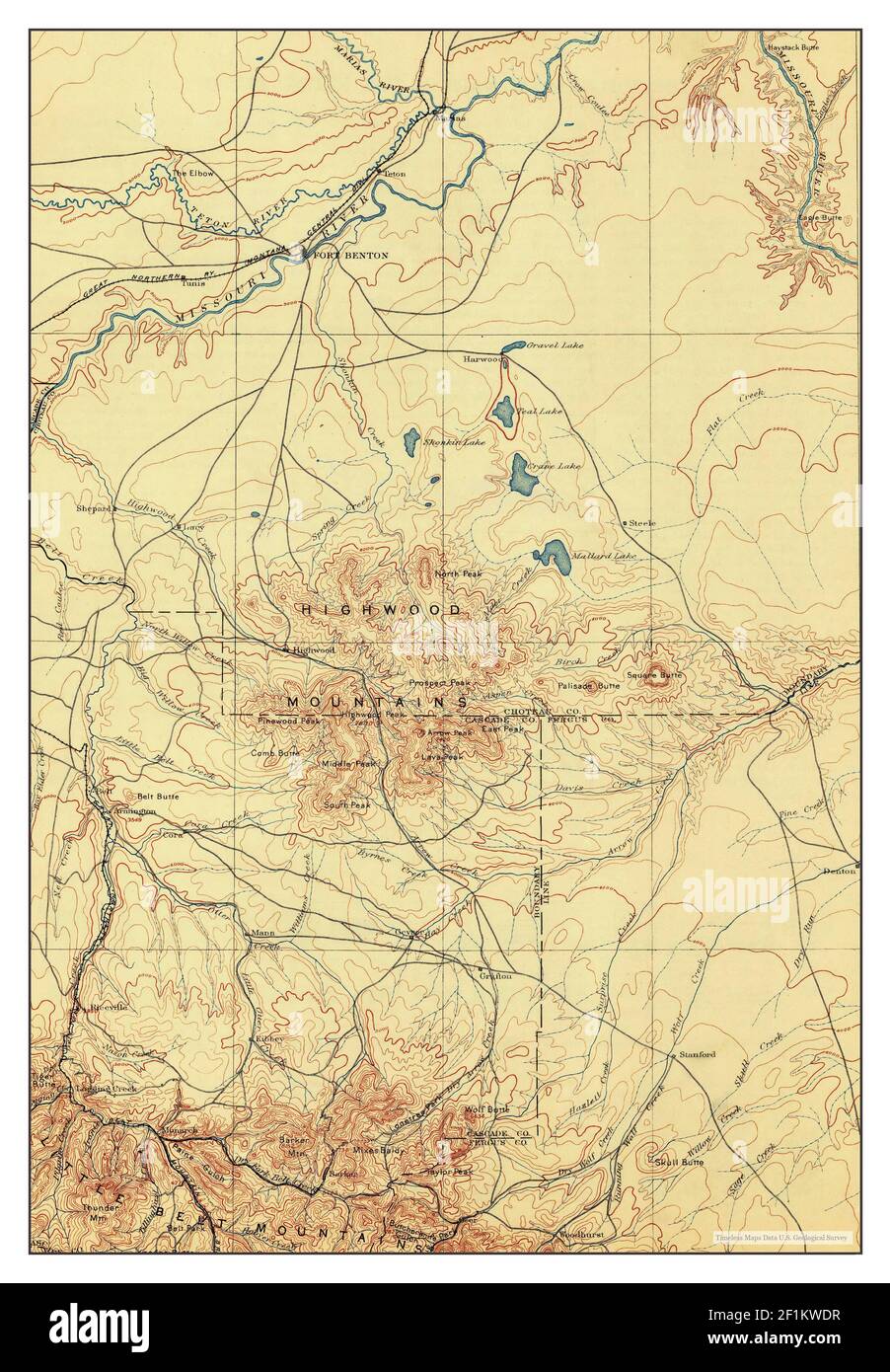 Fort Benton, Montana, map 1897, 1250000, United States of America by