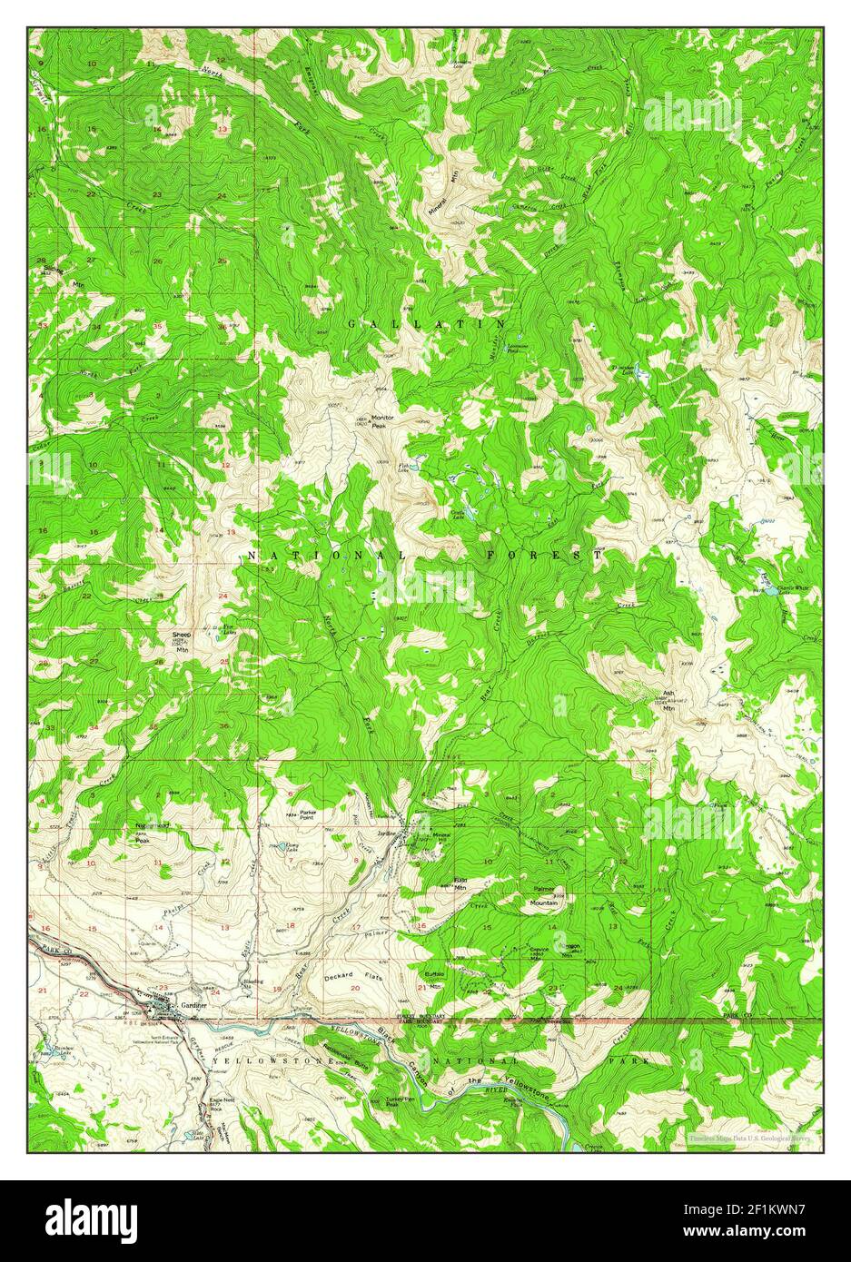 Gardiner, Montana, map 1955, 162500, United States of America by