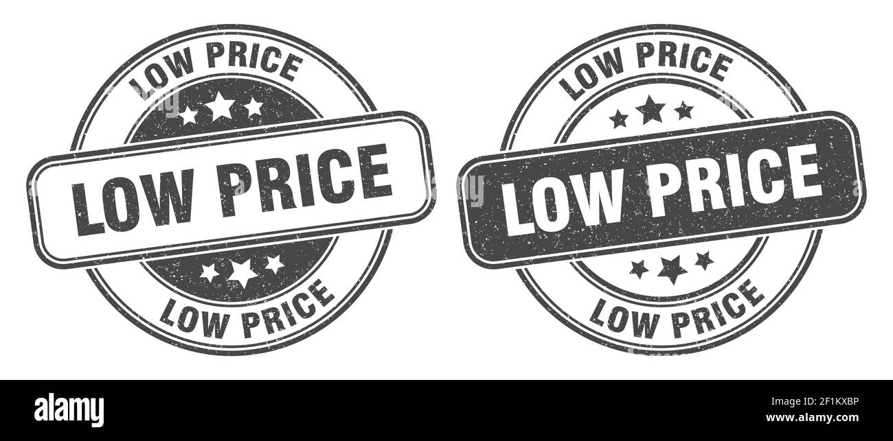 low price stamp. low price sign. round grunge label Stock Vector