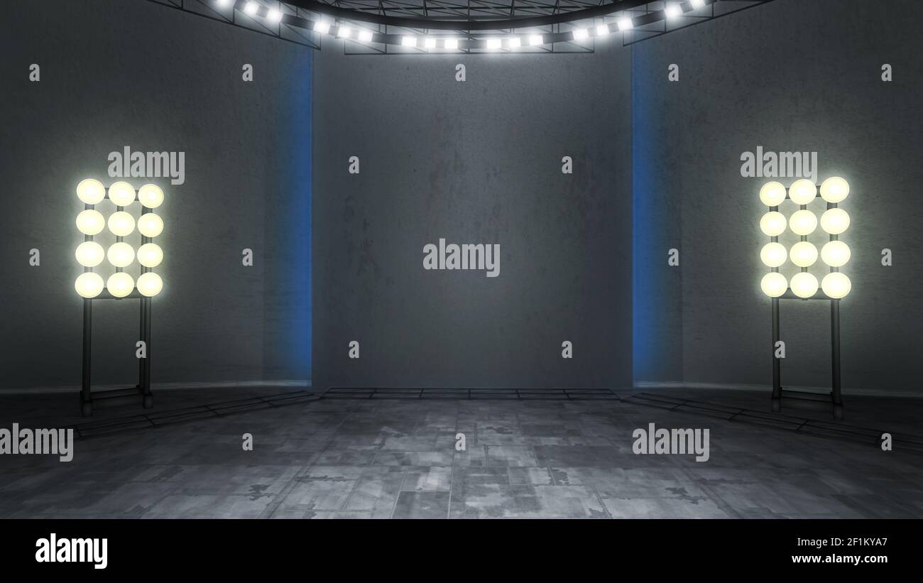 Virtual music stage backdrop, with spotlights. A 3D rendering graphic  background, ideal for solo musician live performance Stock Photo - Alamy