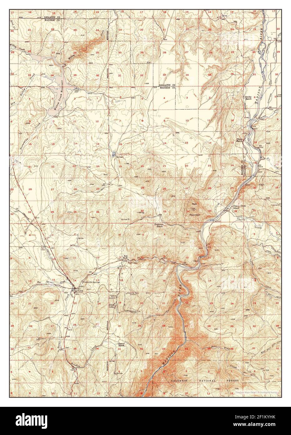 Norris, Montana, map 1951, 1:62500, United States of America by Timeless Maps, data U.S. Geological Survey Stock Photo