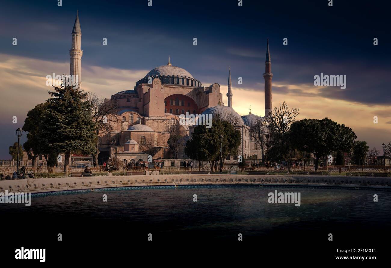 Hagia Sophia (Ayasofya). View from the Sultan Ahmet Park. Istanbul ...