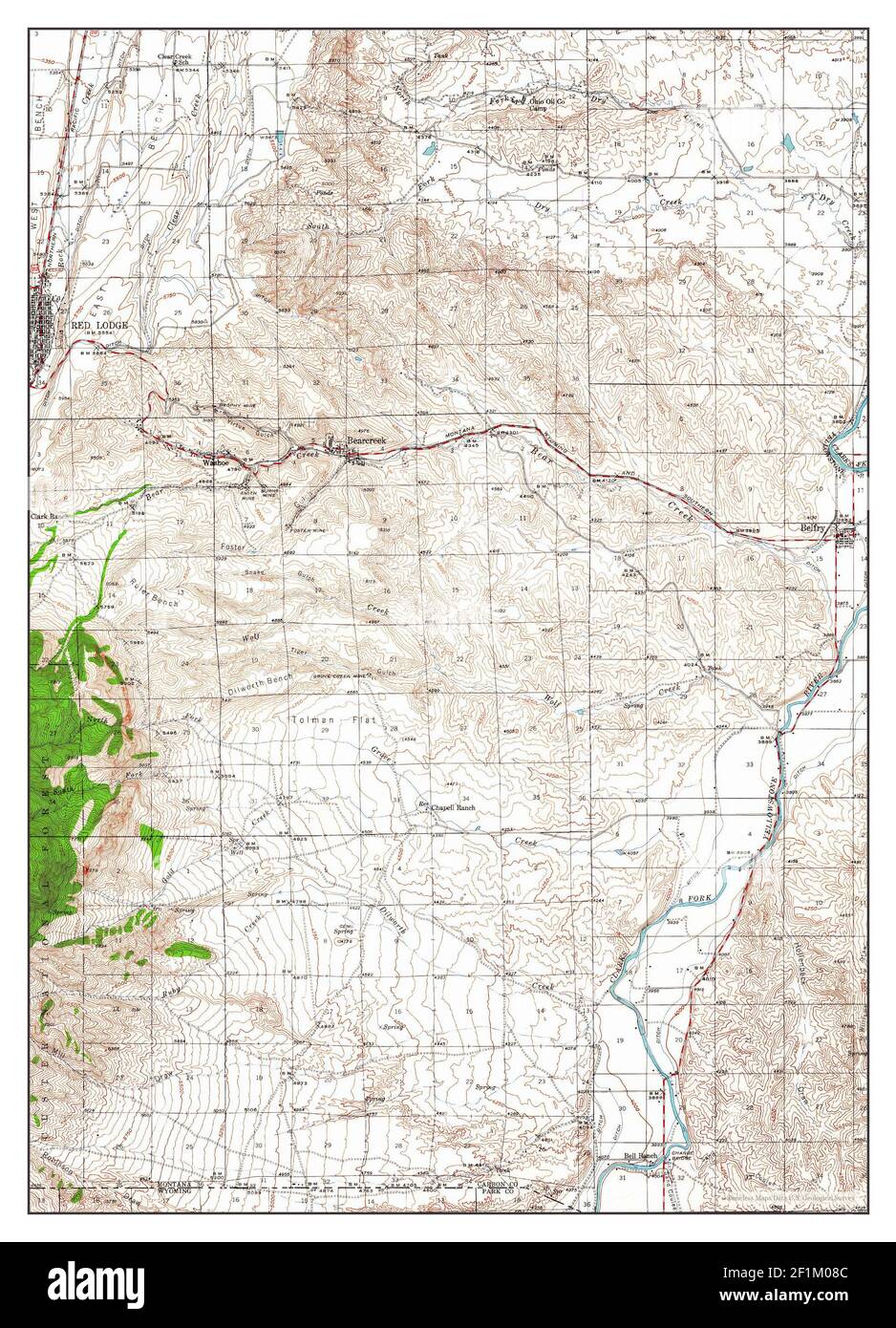 Red Lodge, Montana, map 1944, 162500, United States of America by