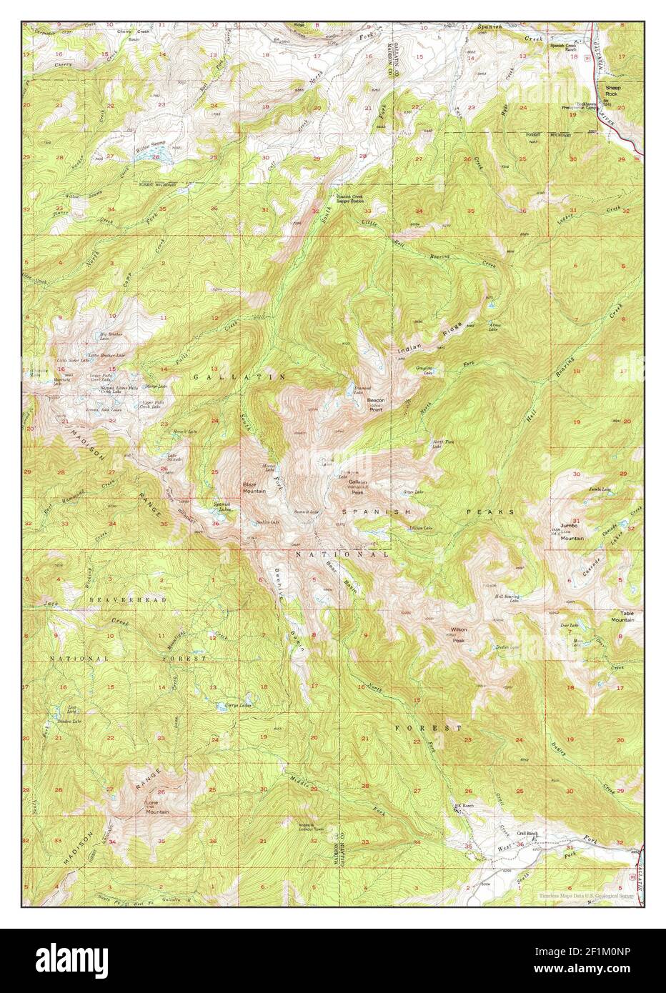 Spanish Peaks Montana Map Spanish Peaks, Montana, Map 1950, 1:62500, United States Of America By  Timeless Maps, Data U.s. Geological Survey Stock Photo - Alamy