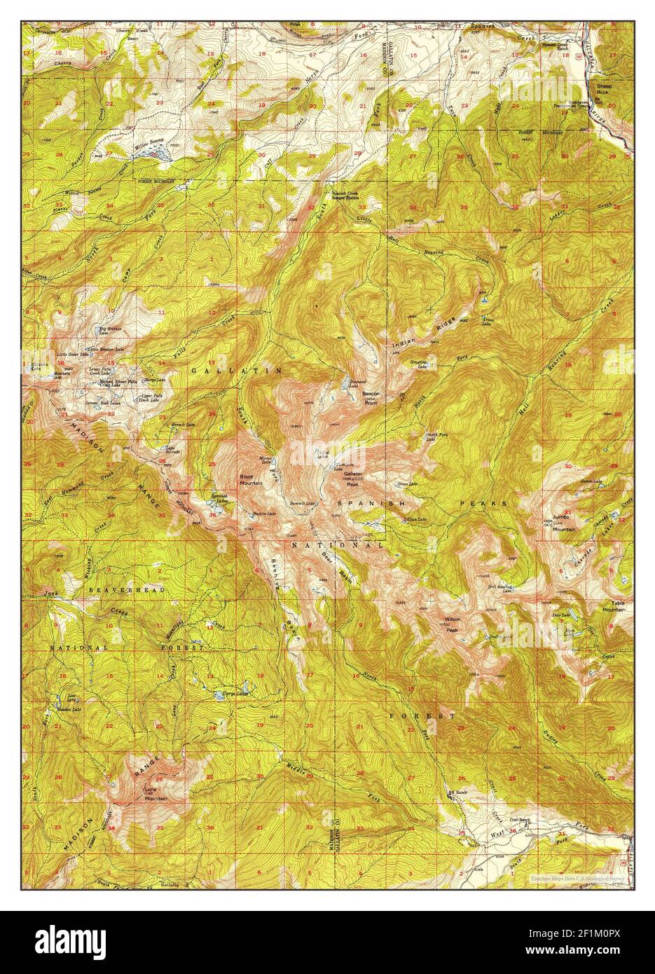 Spanish Peaks Montana Map Spanish Peaks Montana Cut Out Stock Images & Pictures - Alamy