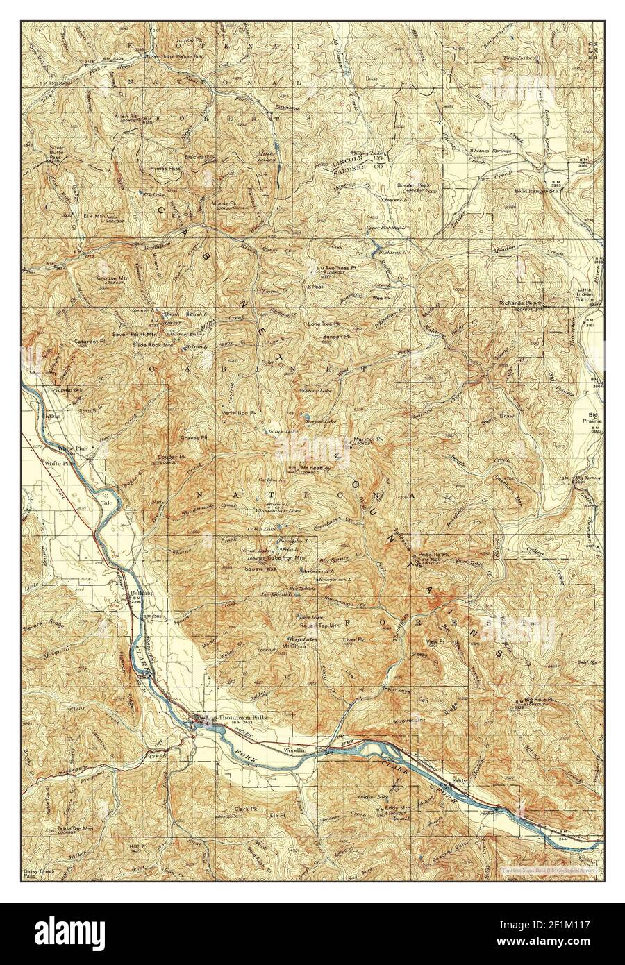 Thompson Falls, Montana, map 1937, 1125000, United States of America