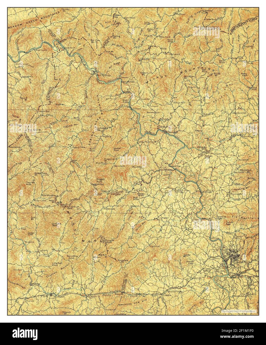 Asheville, North Carolina, map 1901, 1:125000, United States of America by Timeless Maps, data U.S. Geological Survey Stock Photo