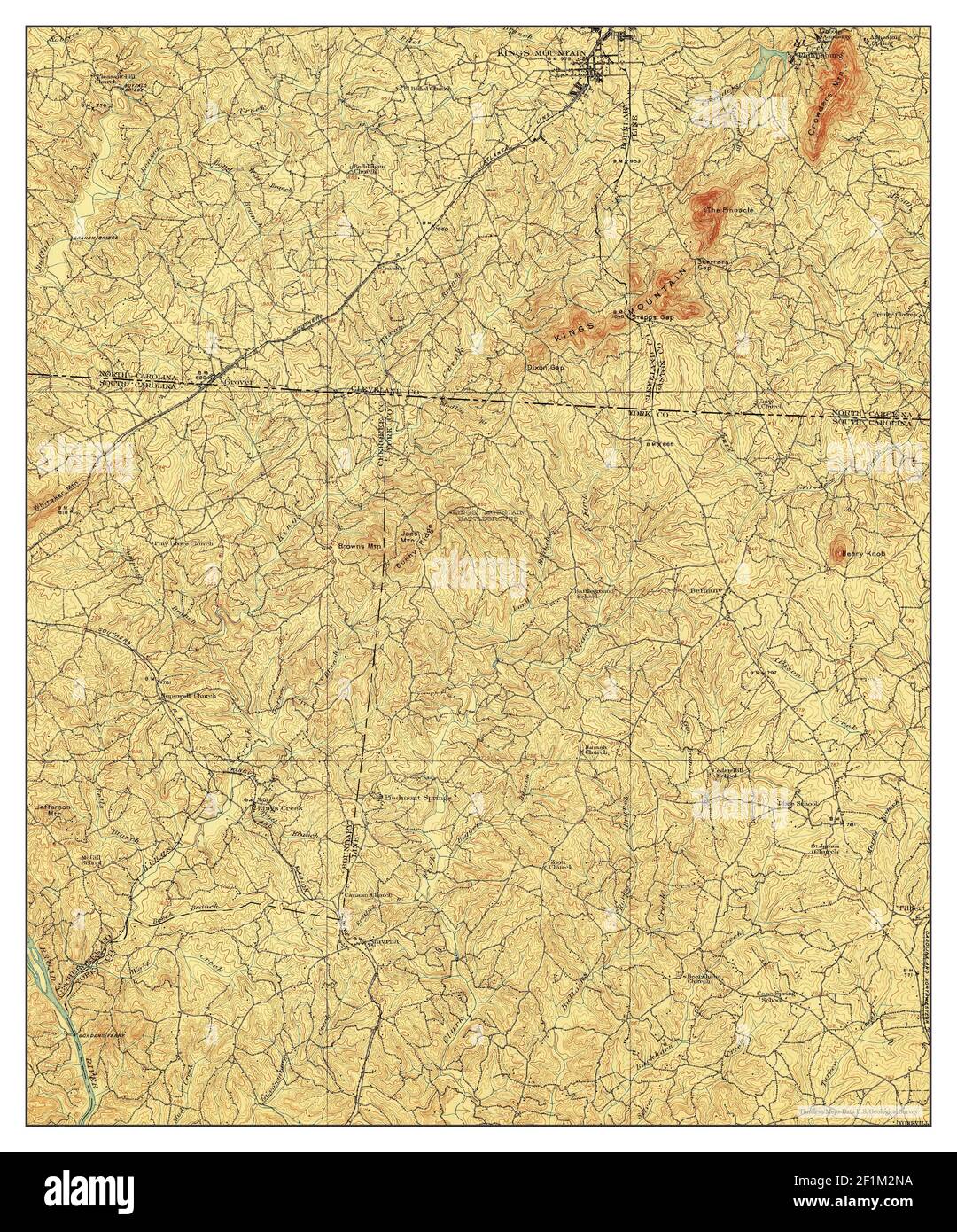 Kings Mountain, North Carolina, map 1908, 1:62500, United States of America by Timeless Maps, data U.S. Geological Survey Stock Photo
