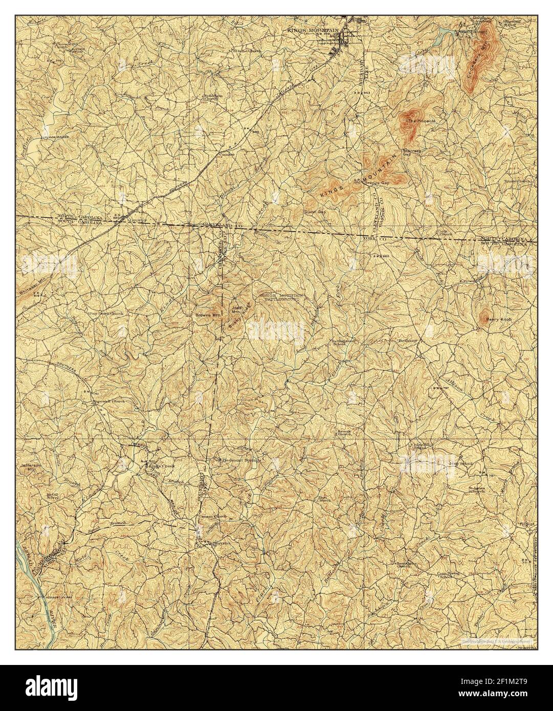 Kings Mountain, North Carolina, map 1908, 1:62500, United States of America by Timeless Maps, data U.S. Geological Survey Stock Photo