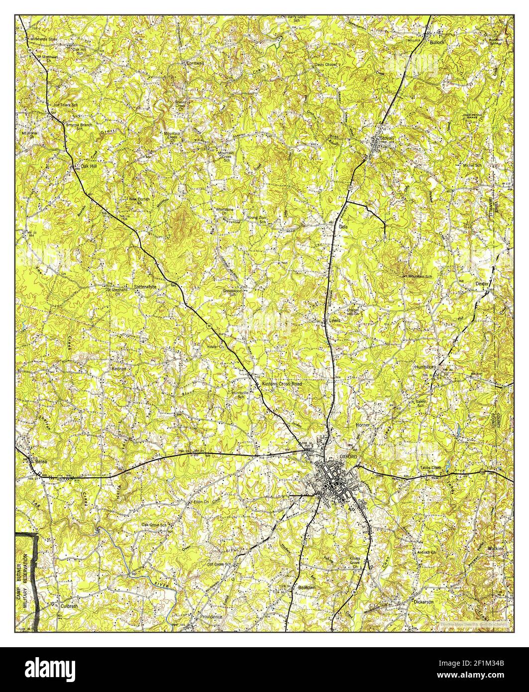 Oxford, North Carolina, map 1953, 162500, United States of America by Timeless Maps, data U.S