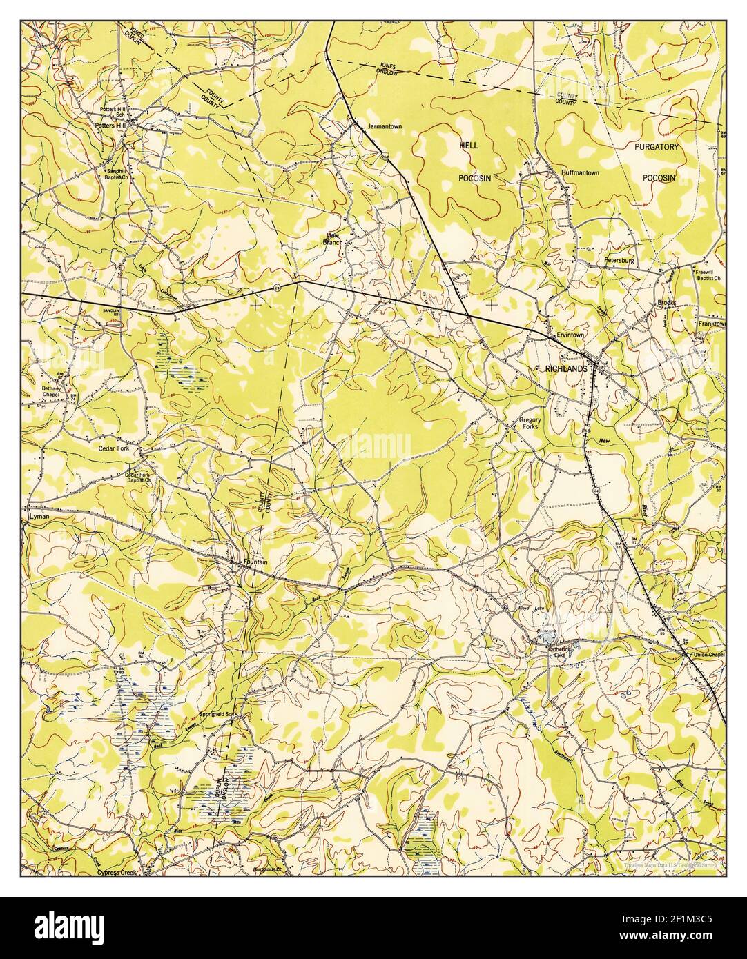 Richlands, North Carolina, map 1948, 1:62500, United States of America by Timeless Maps, data U.S. Geological Survey Stock Photo